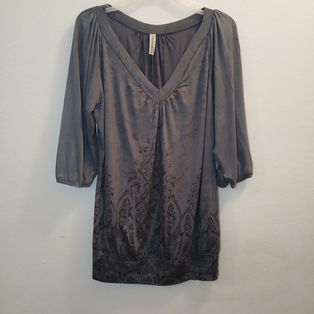 Espresso Tunic Top Blouse Women's Size XL Gray